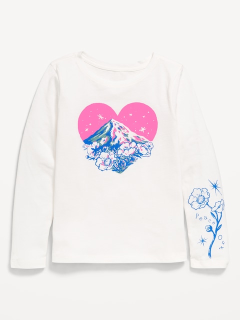 Long-Sleeve Graphic T-Shirt for Girls - Sea Salt