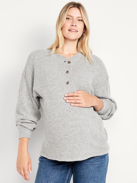 Maternity Oversized Waffle T-Shirt - Panther