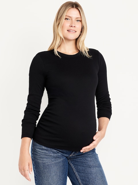 Maternity Long-Sleeve Trapeze-Neck T-Shirt