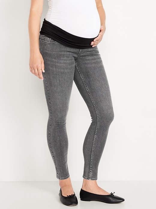 Image number 3 showing, Maternity Rollover-Panel 360° Stretch Super-Skinny Jeans