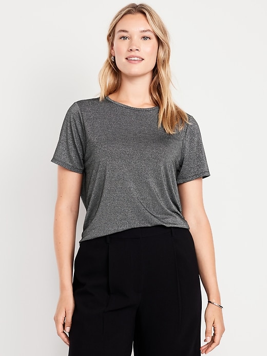 Image number 4 showing, Luxe Crew-Neck Shine T-Shirt