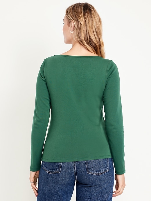 Image number 5 showing, Snug Long-Sleeve Boat-Neck T-Shirt