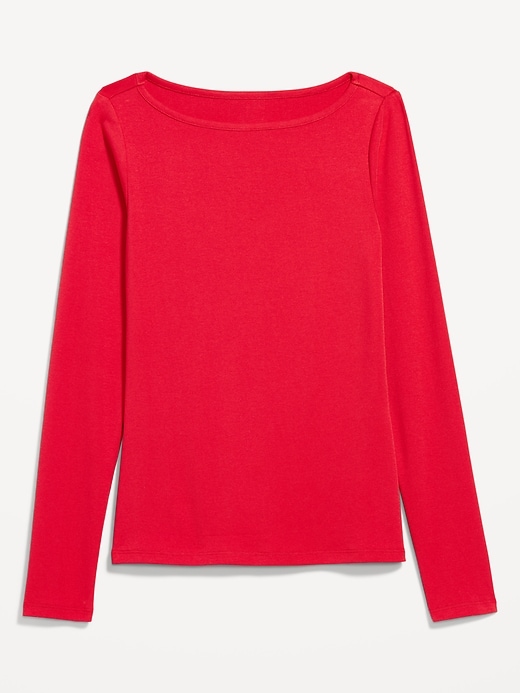 Image number 4 showing, Snug Long-Sleeve Boat-Neck T-Shirt