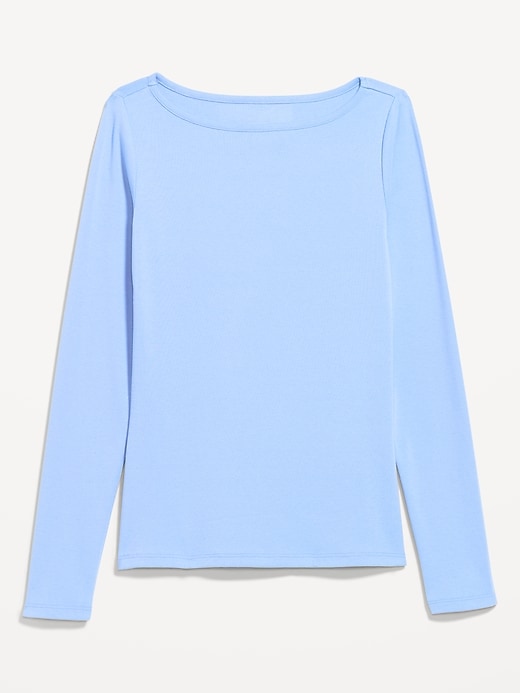 Image number 4 showing, Snug Long-Sleeve Boat-Neck T-Shirt
