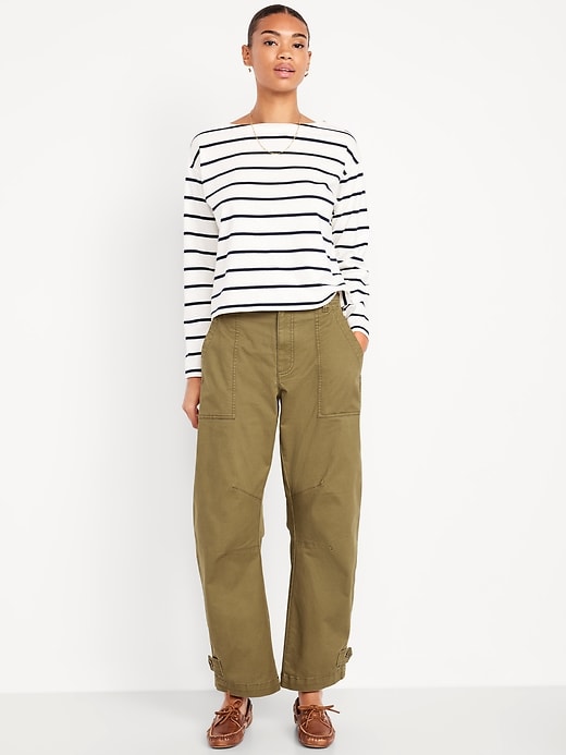 Image number 1 showing, Mid-Rise Twill Barrel Pants