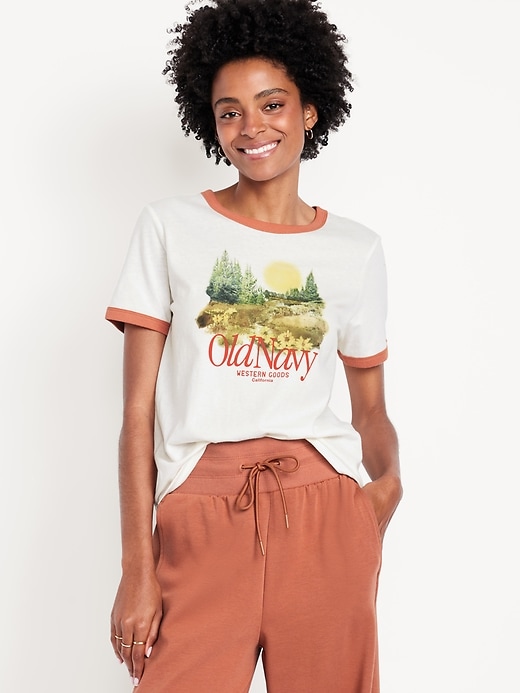 Image number 1 showing, EveryWear Logo-Graphic Ringer T-Shirt