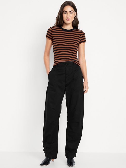 Image number 1 showing, Mid-Rise Twill Barrel Pants