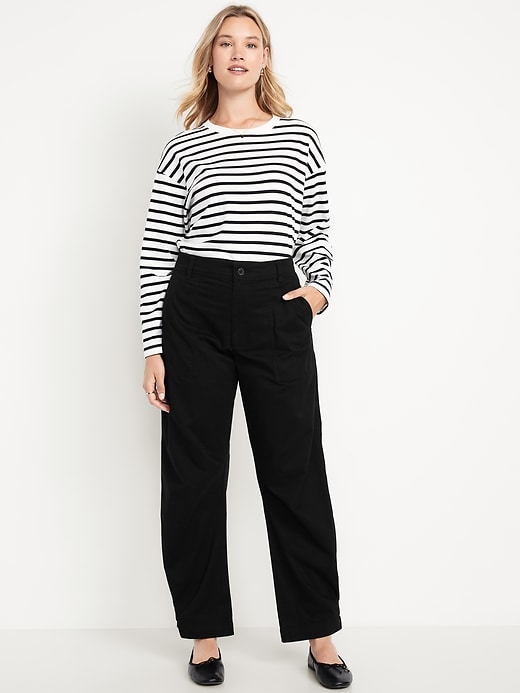 Image number 5 showing, Mid-Rise Twill Barrel Pants