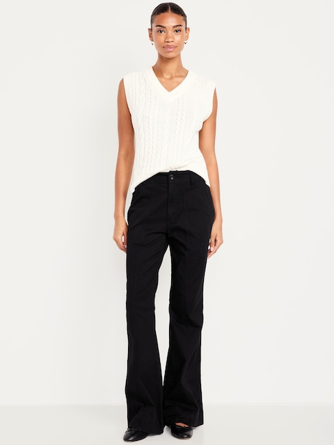Mid-Rise Flare Pants - Black Jack
