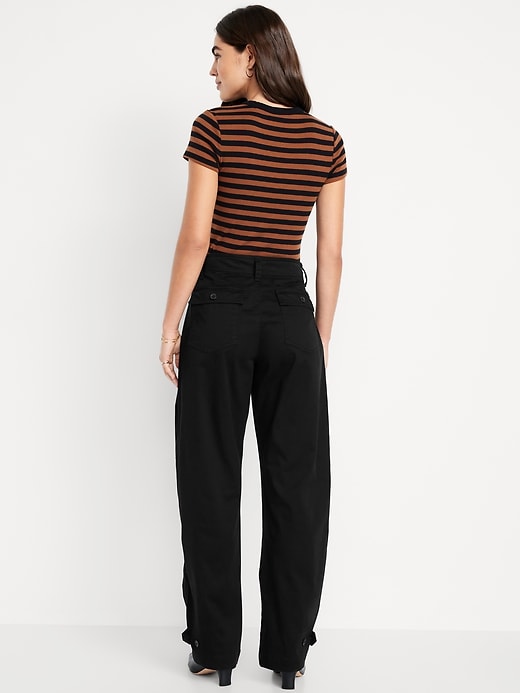 Image number 3 showing, Mid-Rise Twill Barrel Pants