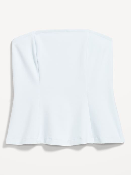 Image number 4 showing, Ponte-Knit Cropped Peplum Tube Top