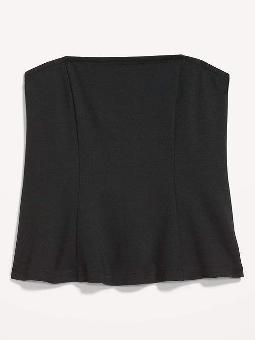 Image number 4 showing, Ponte-Knit Cropped Peplum Tube Top