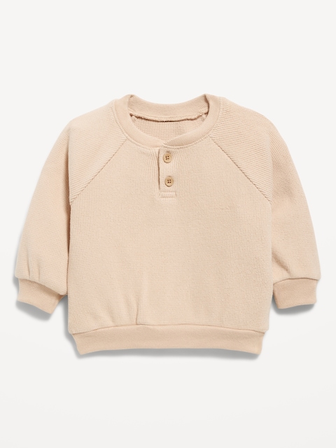 Cozy Long-Sleeve Henley Thermal-Knit Sweatshirt for Baby - Moonsand