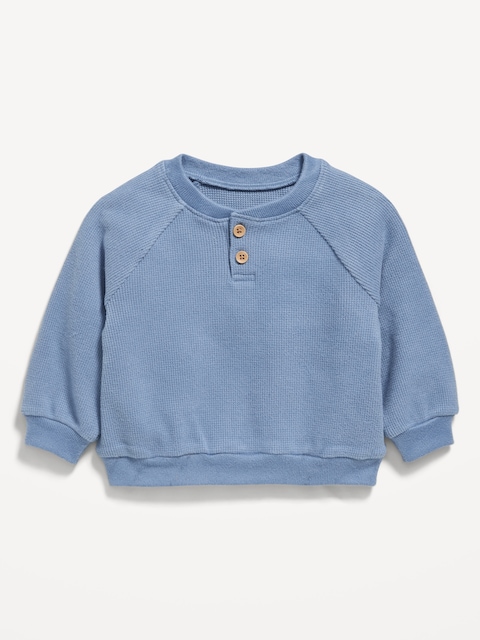 Cozy Long-Sleeve Henley Thermal-Knit Sweatshirt for Baby - Mount Shasta
