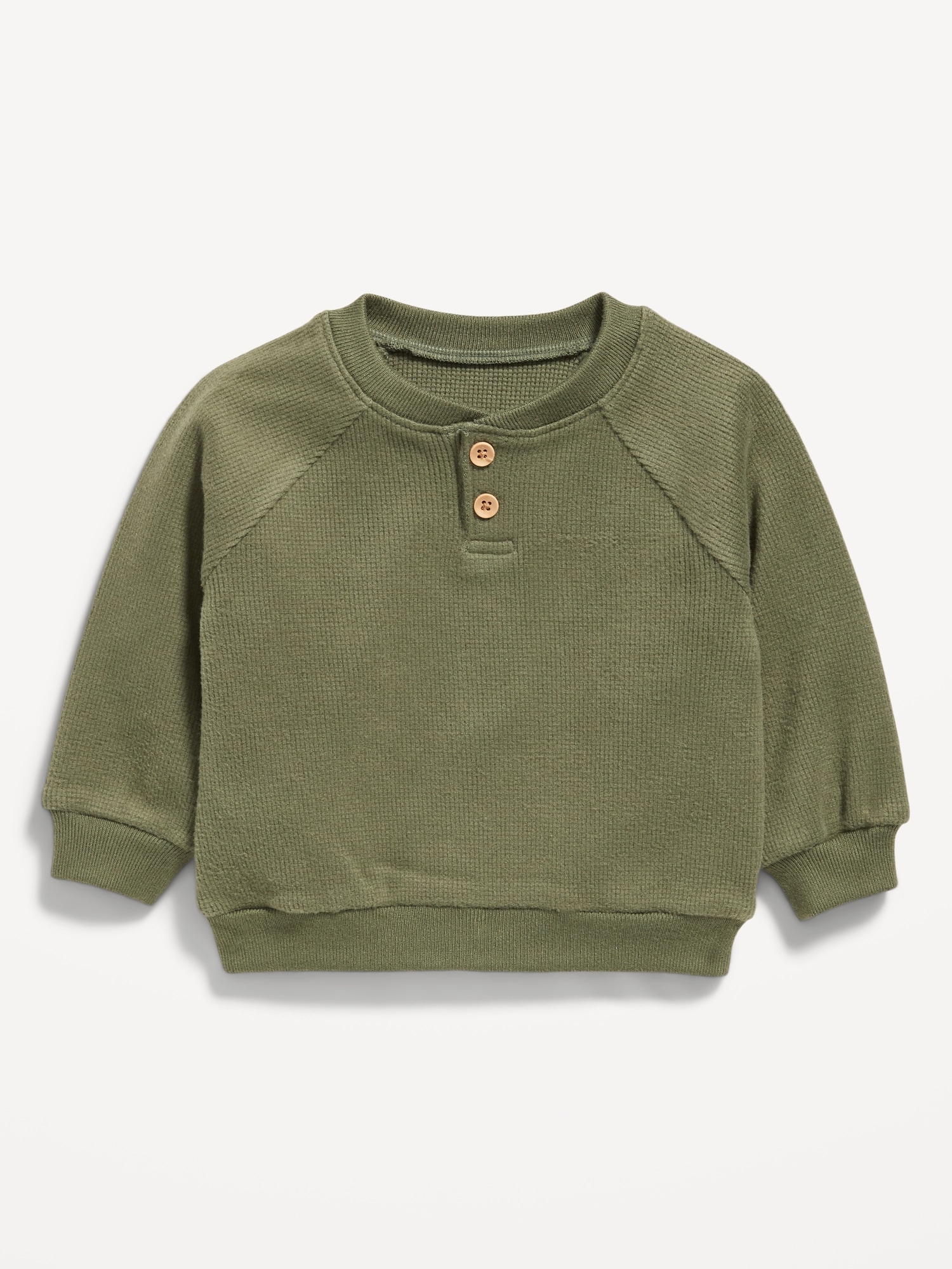 Cozy Long-Sleeve Henley Thermal-Knit Sweatshirt for Baby