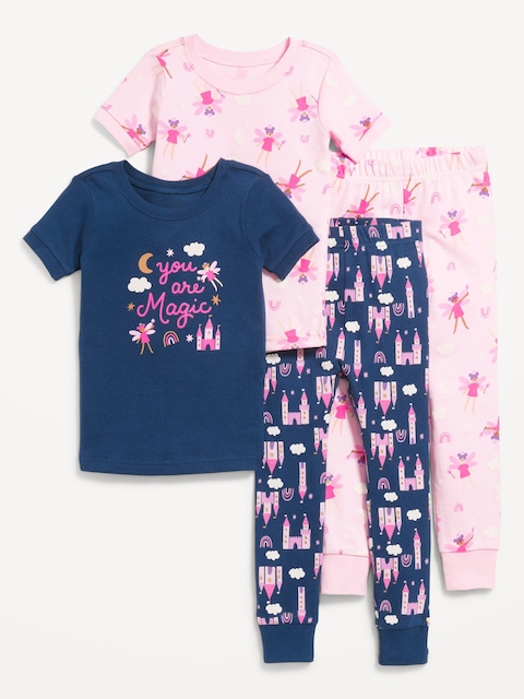 Snug-Fit Graphic Pajama 4-Piece for Toddler & Baby - Pink Fairy