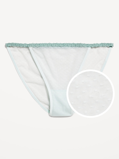 Mesh String Bikini Underwear - Seafoam