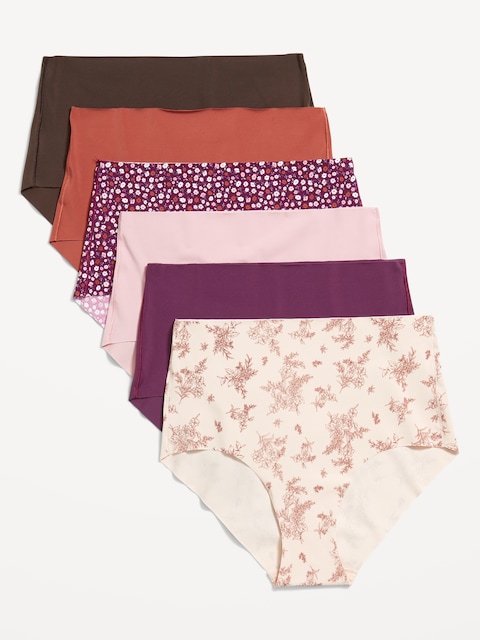 High-Waisted No-Show Brief Underwear 6-Pack - Cherry Birch