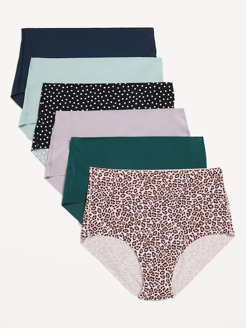 High-Waisted No-Show Brief Underwear 6-Pack - Cheetah