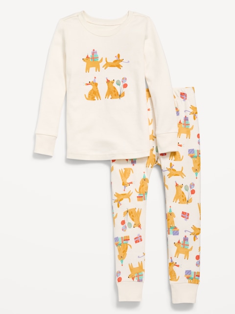 Printed Snug-Fit Pajama Set for Toddler & Baby - Sea Salt