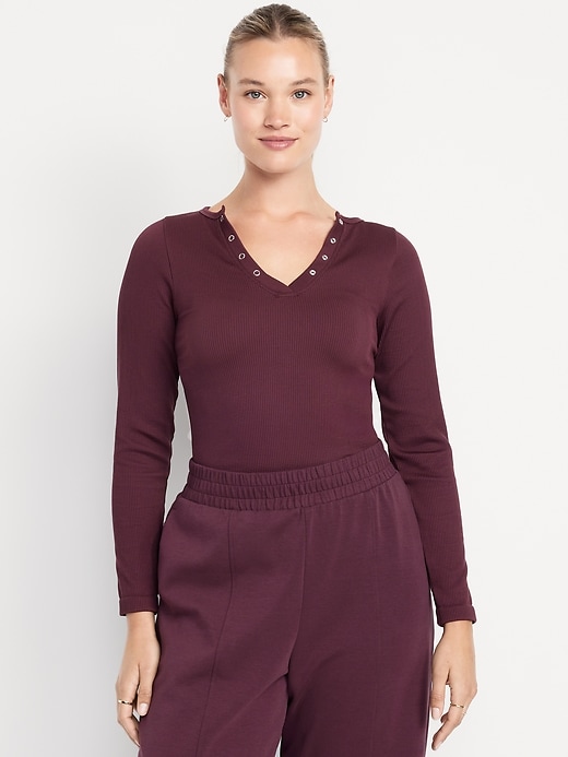 Image number 5 showing, Exhale Seamless Cropped Henley Top