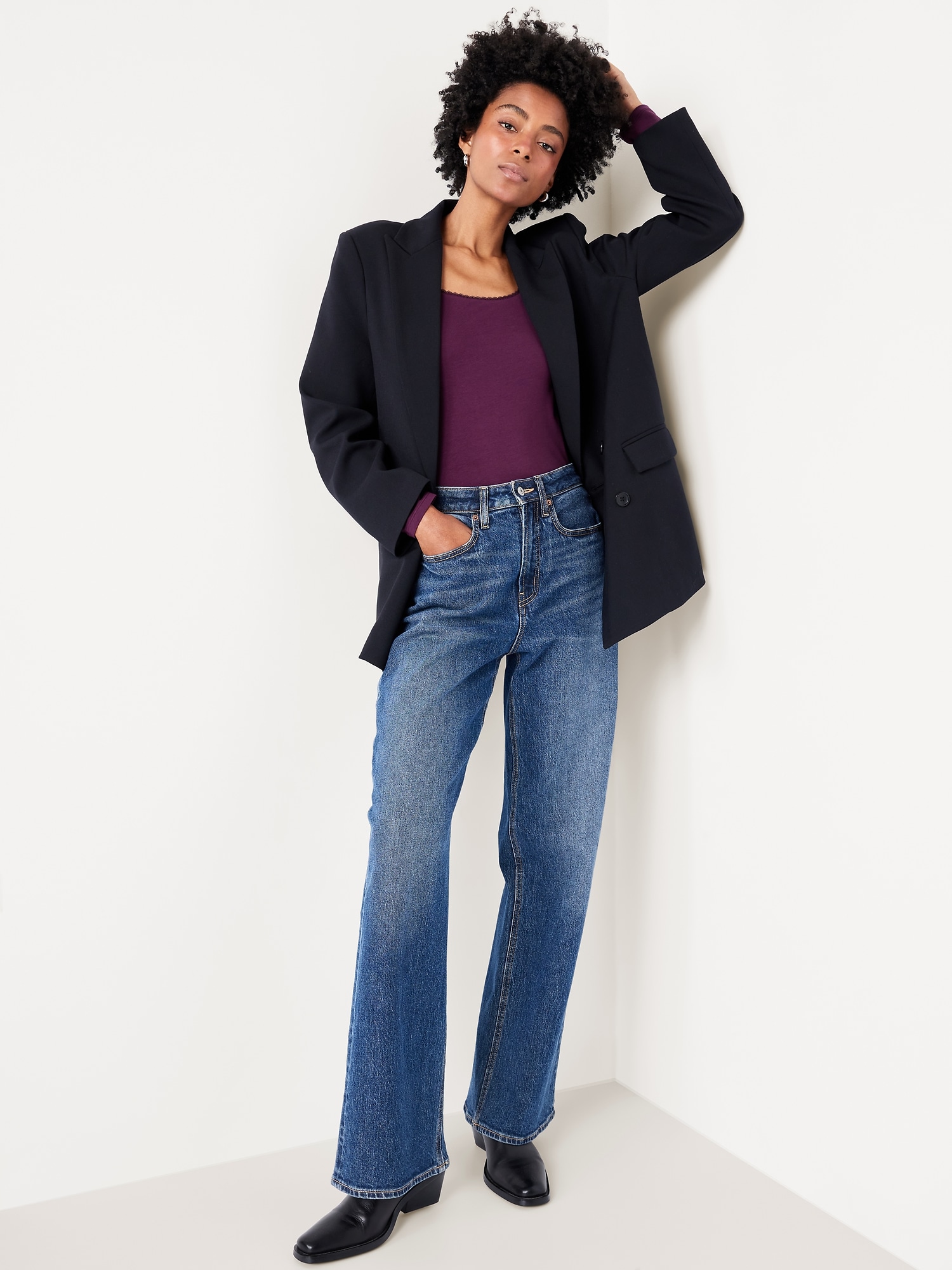 Fitted Double-Layer Scoop-Neck Top