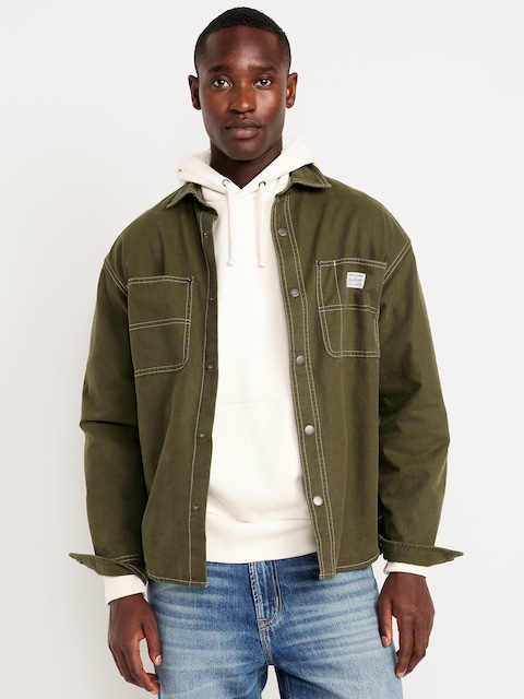 Oversized Canvas Workwear Shacket - Heritage Green