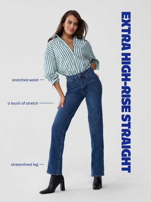 Image number 4 showing, Extra High-Waisted Straight Jeans