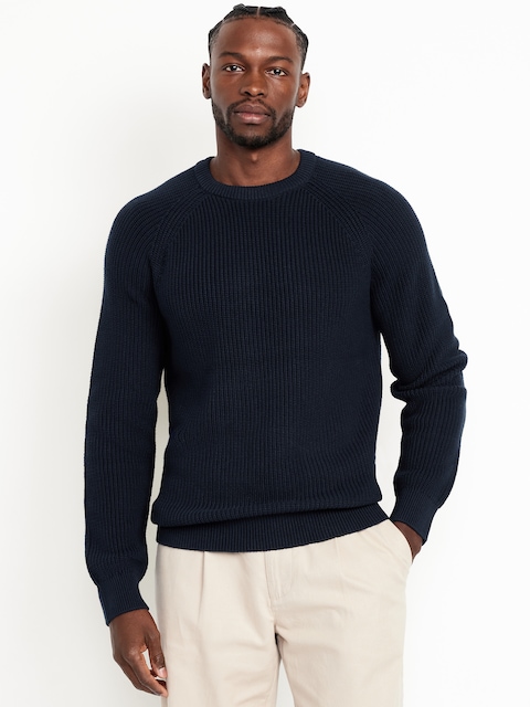 Crew-Neck Shaker-Stitch Sweater - In The Navy