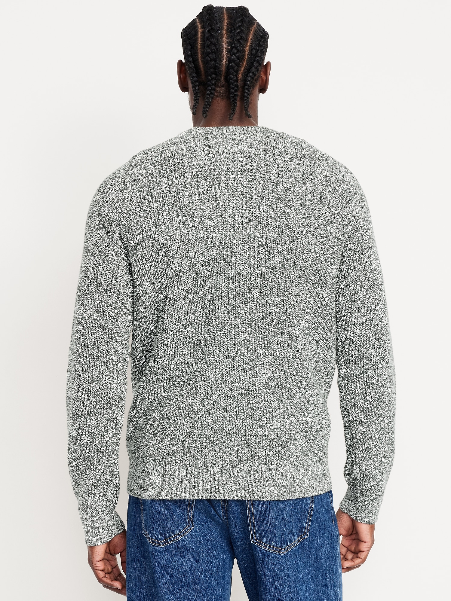 Crew-Neck Shaker-Stitch Sweater