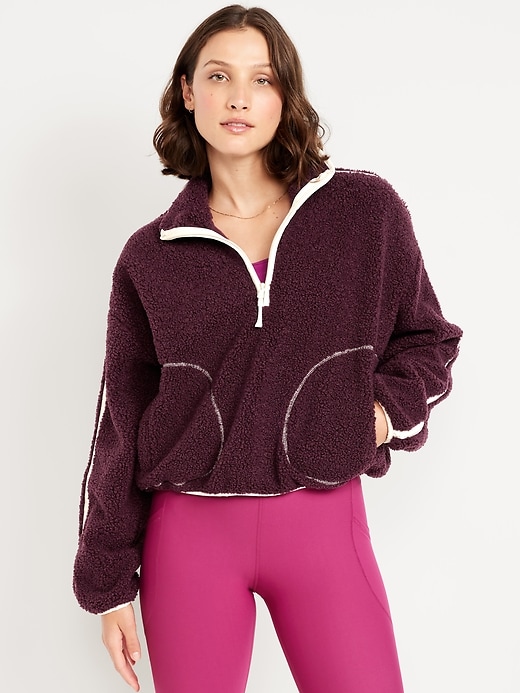 Image number 1 showing, Loose Sherpa Quarter-Zip Pullover