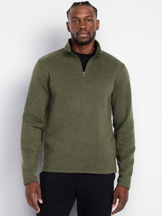 Image number 1 showing, Sweater-Knit Fleece Quarter-Zip Pullover
