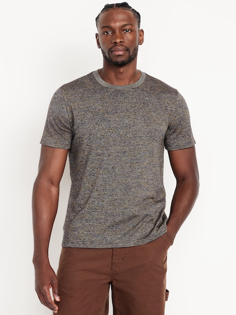 Crew-Neck Striped T-Shirt - Black Tweed