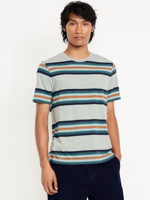 Crew-Neck Striped T-Shirt - Gray Stripe