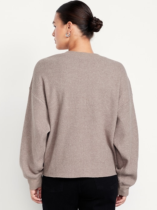 Image number 5 showing, Oversized Cozy Waffle Henley Top
