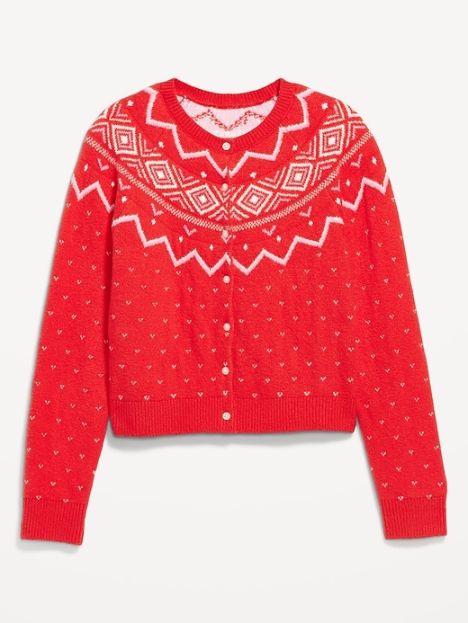 Image number 4 showing, SoSoft Cropped Fair Isle Cardigan Sweater