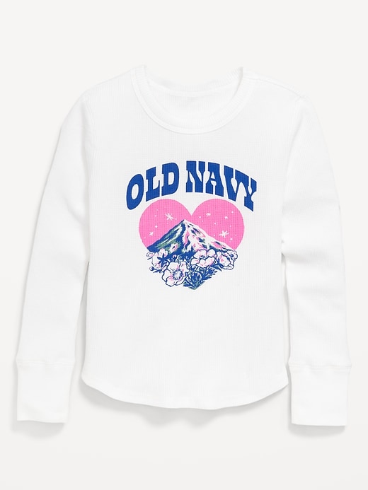 Image number 1 showing, Long-Sleeve Logo Graphic Thermal-Knit T-Shirt for Girls