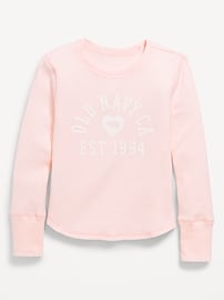 Image number 1 showing, Long-Sleeve Logo Graphic Thermal-Knit T-Shirt for Girls