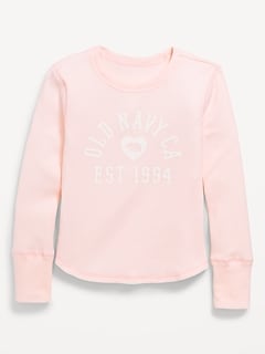 Long-Sleeve Logo Graphic Thermal-Knit T-Shirt for Girls