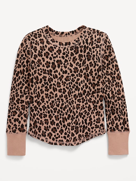 Image number 1 showing, Printed Long-Sleeve Thermal-Knit T-Shirt for Girls