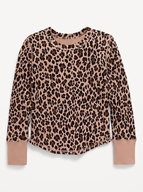 Image number 1 showing, Printed Long-Sleeve Thermal-Knit T-Shirt for Girls