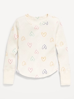 Printed Long-Sleeve Thermal-Knit T-Shirt for Girls