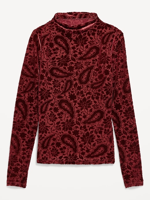 Image number 5 showing, Mock-Neck Long-Sleeve Velvet Top