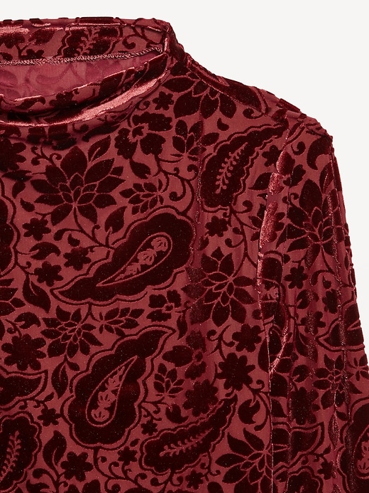 Image number 4 showing, Mock-Neck Long-Sleeve Velvet Top