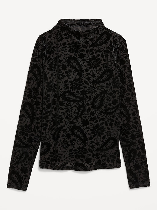 Image number 5 showing, Mock-Neck Long-Sleeve Velvet Top