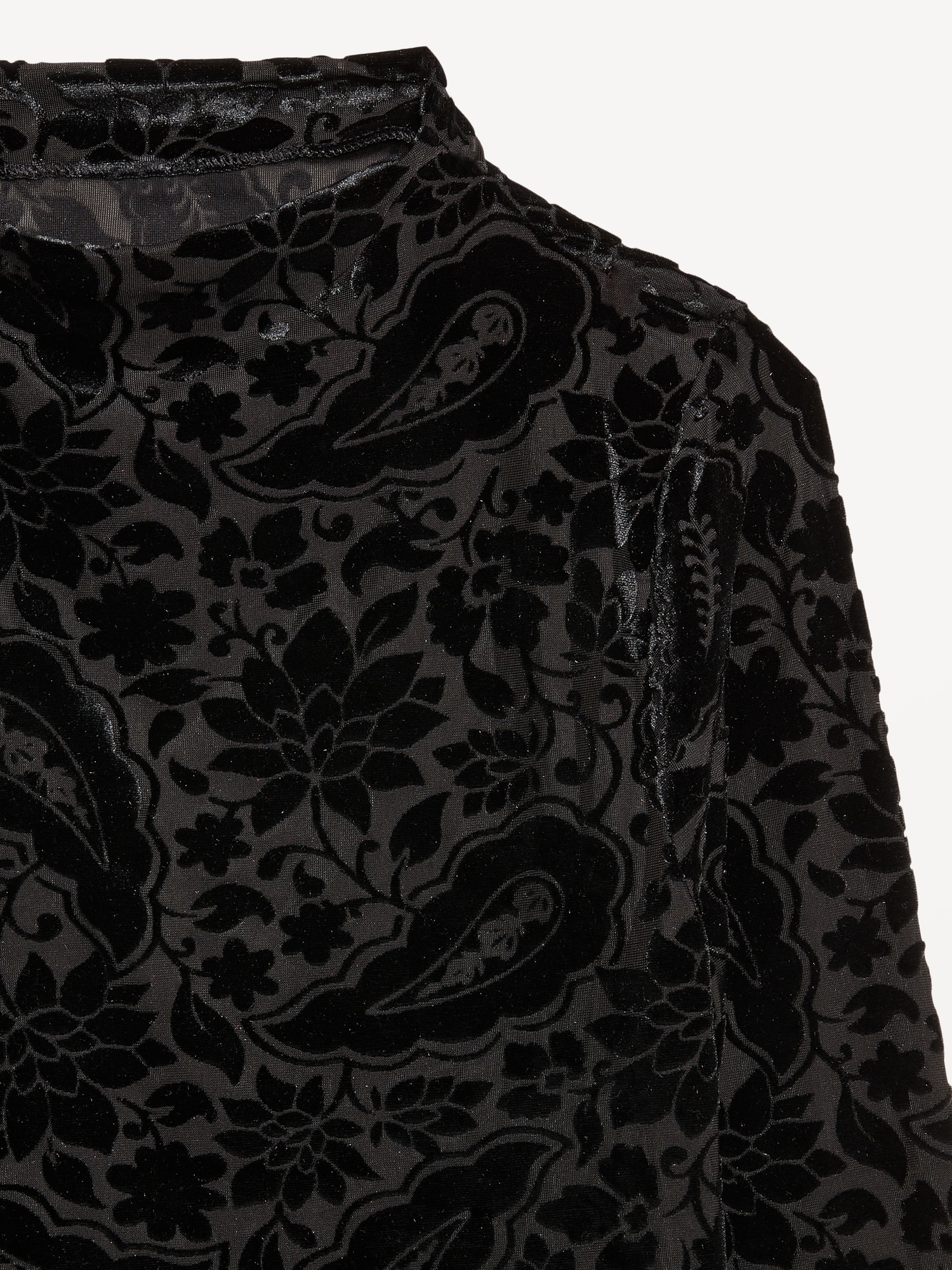 Mock-Neck Long-Sleeve Velvet Top