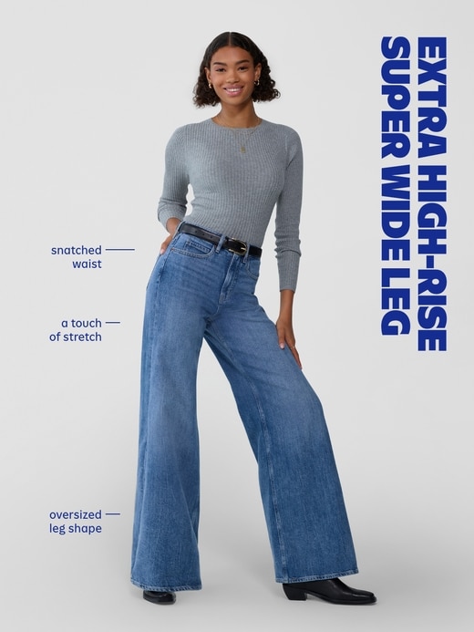 Image number 5 showing, Extra High-Waisted Super Wide-Leg Jeans
