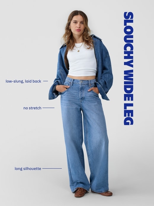 Image number 4 showing, Mid-Rise Slouchy Wide-Leg Jeans