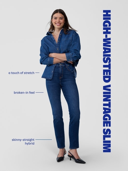Image number 3 showing, High-Waisted Vintage Slim Jeans