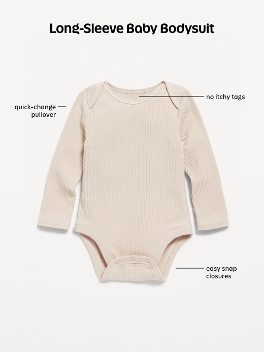 Image number 3 showing, Printed Long-Sleeve Ribbed Bodysuit for Baby